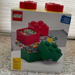 LEGO NEW IN BOX 2025 Stackable Storage Bricks with 4 Knobs, Red and Green